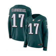Women's Nike Philadelphia Eagles #17 Harold Carmichael Limited Green Therma Long Sleeve NFL Jersey