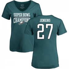 Women's Nike Philadelphia Eagles #27 Malcolm Jenkins Green Super Bowl LII Champions V-Neck T-Shirt