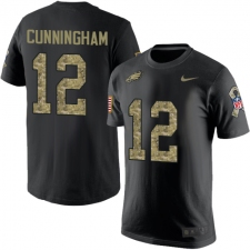 Nike Philadelphia Eagles #12 Randall Cunningham Black Camo Salute to Service T-Shirt