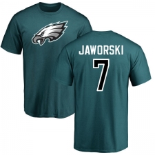 Nike Philadelphia Eagles #7 Ron Jaworski Green Name & Number Logo T-Shirt