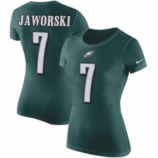 Women's Nike Philadelphia Eagles #7 Ron Jaworski Green Rush Pride Name & Number T-Shirt