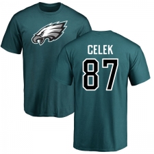 Nike Philadelphia Eagles #87 Brent Celek Green Name & Number Logo T-Shirt