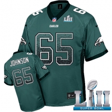 Men's Nike Philadelphia Eagles #65 Lane Johnson Elite Midnight Green Drift Fashion Super Bowl LII NFL Jersey