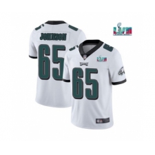 Men's Philadelphia Eagles #65 Lane Johnson White Super Bowl LVII Patch Vapor Untouchable Limited Stitched Jersey