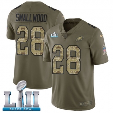 Men's Nike Philadelphia Eagles #28 Wendell Smallwood Limited Olive/Camo 2017 Salute to Service Super Bowl LII NFL Jersey