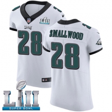Men's Nike Philadelphia Eagles #28 Wendell Smallwood White Vapor Untouchable Elite Player Super Bowl LII NFL Jersey