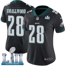 Women's Nike Philadelphia Eagles #28 Wendell Smallwood Black Alternate Vapor Untouchable Limited Player Super Bowl LII NFL Jersey