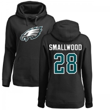 Women's Nike Philadelphia Eagles #28 Wendell Smallwood Black Name & Number Logo Pullover Hoodie