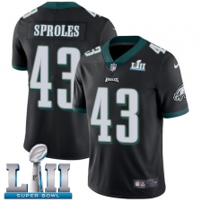 Men's Nike Philadelphia Eagles #43 Darren Sproles Black Alternate Vapor Untouchable Limited Player Super Bowl LII NFL Jersey