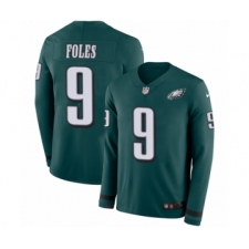 Youth Nike Philadelphia Eagles #9 Nick Foles Limited Green Therma Long Sleeve NFL Jersey