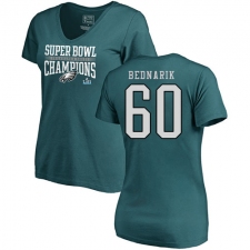 Women's Nike Philadelphia Eagles #60 Chuck Bednarik Green Super Bowl LII Champions V-Neck T-Shirt