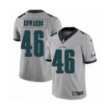 Men's Philadelphia Eagles #46 Herman Edwards Limited Silver Inverted Legend Football Jersey