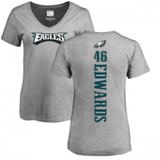 Women's Nike Philadelphia Eagles #46 Herman Edwards Ash Backer V-Neck T-Shirt
