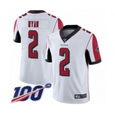 Men's Atlanta Falcons #2 Matt Ryan White Vapor Untouchable Limited Player 100th Season Football Jersey