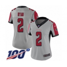 Women's Atlanta Falcons #2 Matt Ryan Limited Silver Inverted Legend 100th Season Football Jersey