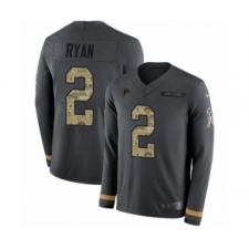 Youth Nike Atlanta Falcons #2 Matt Ryan Limited Black Salute to Service Therma Long Sleeve NFL Jersey