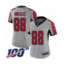 Women's Atlanta Falcons #88 Tony Gonzalez Limited Silver Inverted Legend 100th Season Football Jersey