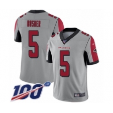 Youth Atlanta Falcons #5 Matt Bosher Limited Silver Inverted Legend 100th Season Football Jersey