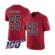 Men's Atlanta Falcons #95 Jack Crawford Limited Red Rush Vapor Untouchable 100th Season Football Jersey
