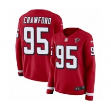 Women's Nike Atlanta Falcons #95 Jack Crawford Limited Red Therma Long Sleeve NFL Jersey