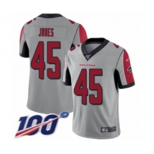 Men's Atlanta Falcons #45 Deion Jones Limited Silver Inverted Legend 100th Season Football Jersey