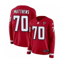 Women's Nike Atlanta Falcons #70 Jake Matthews Limited Red Therma Long Sleeve NFL Jersey