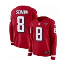 Women's Nike Atlanta Falcons #8 Matt Schaub Limited Red Therma Long Sleeve NFL Jersey