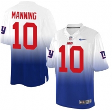 Men's Nike New York Giants #10 Eli Manning Elite White/Royal Blue Fadeaway NFL Jersey