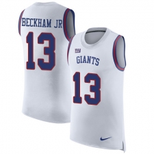 Men's Nike New York Giants #13 Odell Beckham Jr Limited White Rush Player Name & Number Tank Top NFL Jersey