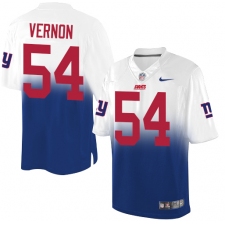 Men's Nike New York Giants #54 Olivier Vernon Elite White/Royal Blue Fadeaway NFL Jersey