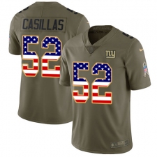 Men's Nike New York Giants #52 Jonathan Casillas Limited Olive/USA Flag 2017 Salute to Service NFL Jersey