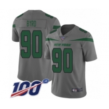Youth New York Jets #90 Dennis Byrd Limited Gray Inverted Legend 100th Season Football Jersey