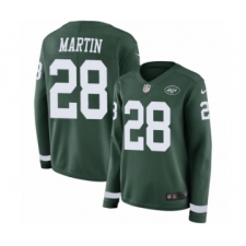 Women's Nike New York Jets #28 Curtis Martin Limited Green Therma Long Sleeve NFL Jersey