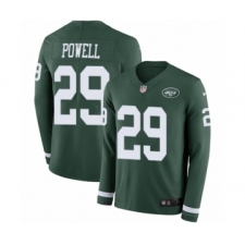 Men's Nike New York Jets #29 Bilal Powell Limited Green Therma Long Sleeve NFL Jersey