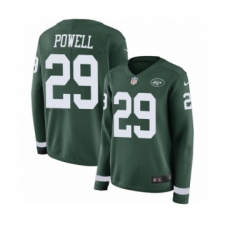 Women's Nike New York Jets #29 Bilal Powell Limited Green Therma Long Sleeve NFL Jersey