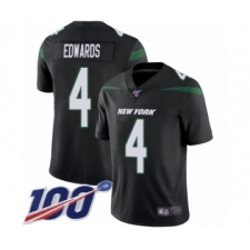 Men's New York Jets #4 Lac Edwards Black Alternate Vapor Untouchable Limited Player 100th Season Football Jersey
