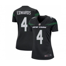 Women's New York Jets #4 Lac Edwards Game Black Alternate Football Jersey