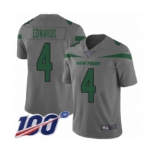 Youth New York Jets #4 Lac Edwards Limited Gray Inverted Legend 100th Season Football Jersey