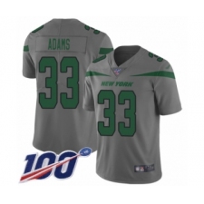 Men's New York Jets #33 Jamal Adams Limited Gray Inverted Legend 100th Season Football Jersey