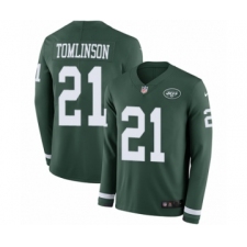 Men's Nike New York Jets #21 LaDainian Tomlinson Limited Green Therma Long Sleeve NFL Jersey