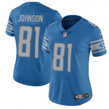 Women's Nike Detroit Lions #81 Calvin Johnson Limited Light Blue Team Color Vapor Untouchable NFL Jersey