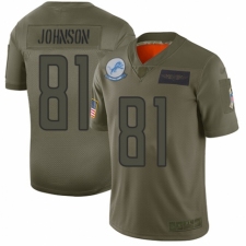 Youth Detroit Lions #81 Calvin Johnson Limited Camo 2019 Salute to Service Football Jersey
