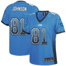 Youth Nike Detroit Lions #81 Calvin Johnson Elite Light Blue Drift Fashion NFL Jersey