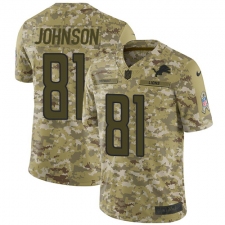 Youth Nike Detroit Lions #81 Calvin Johnson Limited Camo 2018 Salute to Service NFL Jersey