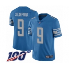 Men's Detroit Lions #9 Matthew Stafford Blue Team Color Vapor Untouchable Limited Player 100th Season Football Jersey