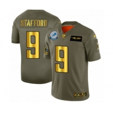 Men's Detroit Lions #9 Matthew Stafford Limited Olive Gold 2019 Salute to Service Football Jersey