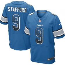 Men's Nike Detroit Lions #9 Matthew Stafford Elite Blue Home Drift Fashion NFL Jersey