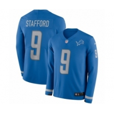 Men's Nike Detroit Lions #9 Matthew Stafford Limited Blue Therma Long Sleeve NFL Jersey