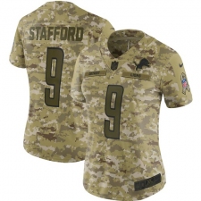 Women's Nike Detroit Lions #9 Matthew Stafford Limited Camo 2018 Salute to Service NFL Jersey