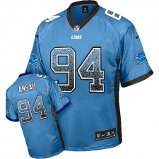 Men's Nike Detroit Lions #94 Ziggy Ansah Elite Light Blue Drift Fashion NFL Jersey